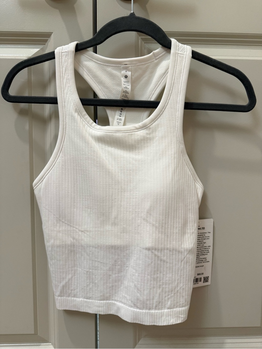 Lululemon White Ebb to Street Crop Tank